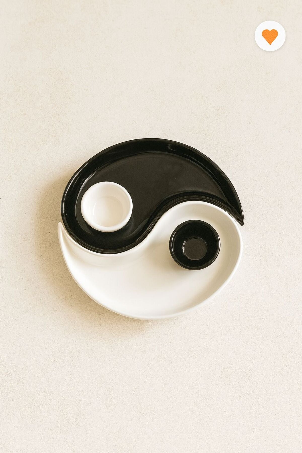 Ying & Yang 2 Li Özel Tasarım Sosluklu Kahvaltılık Tabağı Sosluk Çerezlik Kase Dekoratif Tabak 20 Cm