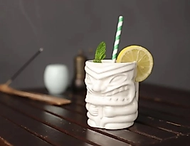Tiki Kokteyl Ve Meşrubat Bardağı Kulplu 350 ml Beyaz Kupa C1