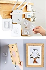 6 Adet Çift Taraflı Yapışkanlı Geçmeli Klips Eşya Sabitleme Askısı Şeffaf Duvar Kancası