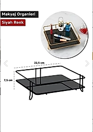 Siyah Kozmetik Takı Düzenleyici Banyo Makyaj Organizeri | Kare