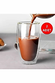 2 Adet Çift Camlı Çift Cidarlı Bardak 500 ml | 2 Adet