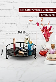 Siyah Kozmetik Takı Düzenleyici Banyo Makyaj Organizeri | Yuvarlak