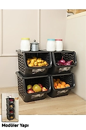 Modüler Patates Soğan Sebze Düzenleyici Organizer | Kapaklı Sebzelik Organizeri 29x32x25 Cm 2 Adet