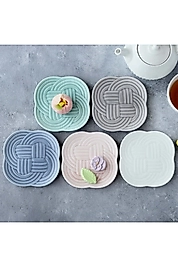 Özel Üretim Riki 6 Adet Pasta Tabağı 18 Cm Japon Örgü Tasarım Mikrodalgada Kullanılabilir