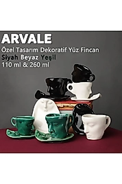 Iskandinav Yüz Şekilli Fincan Takımı 1 Adet 110 ml Beyaz - Kupa Kahve Fincan Takımı