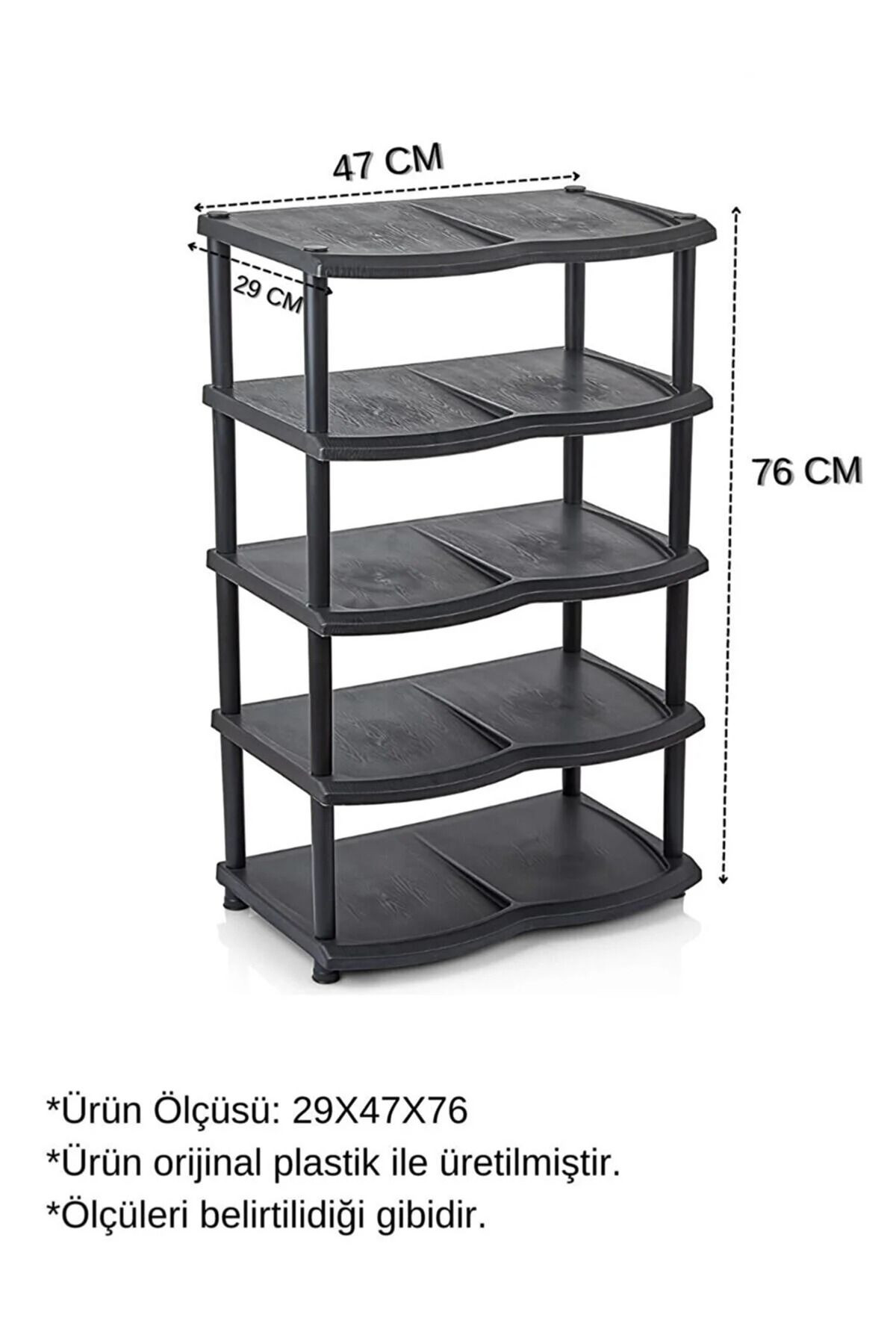 5 Katlı Raflı Siyah Ayakkabılık  , Ayakkabı Düzenleme Depolama Organizer  - 1 ADET