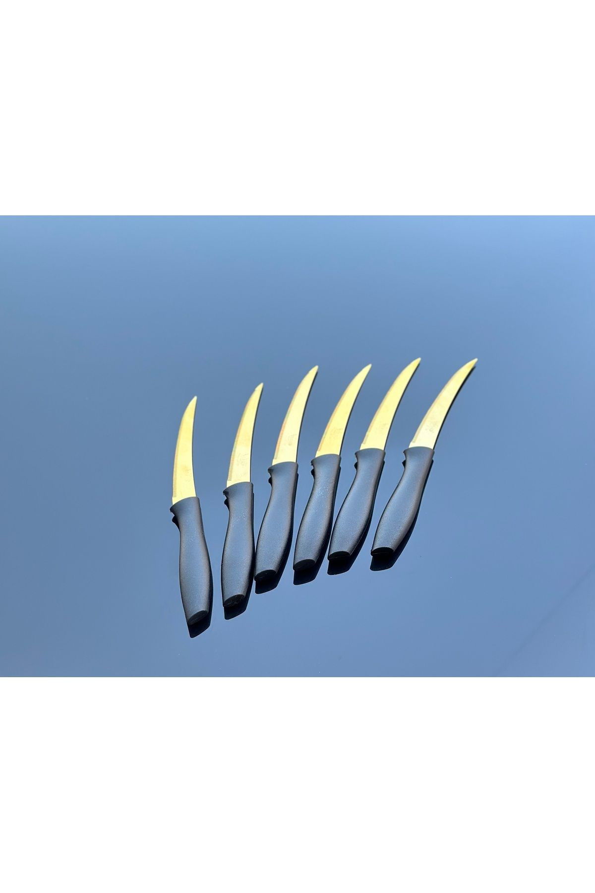 Tujo Titanyum GOLD Kaplama  Tırtıllı Meyve Bıçağı 6 Adet