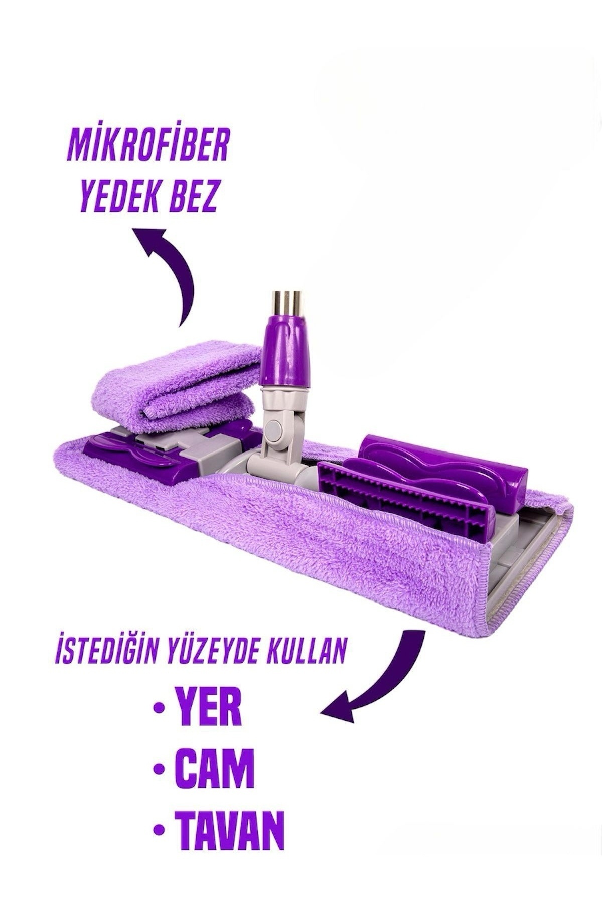 Her Sapa Uygun 1 Adet Bezli Mop Başlık Yer&cam&tavan Silme Temizlik Mop Başlığı Sap Dahil Değildir