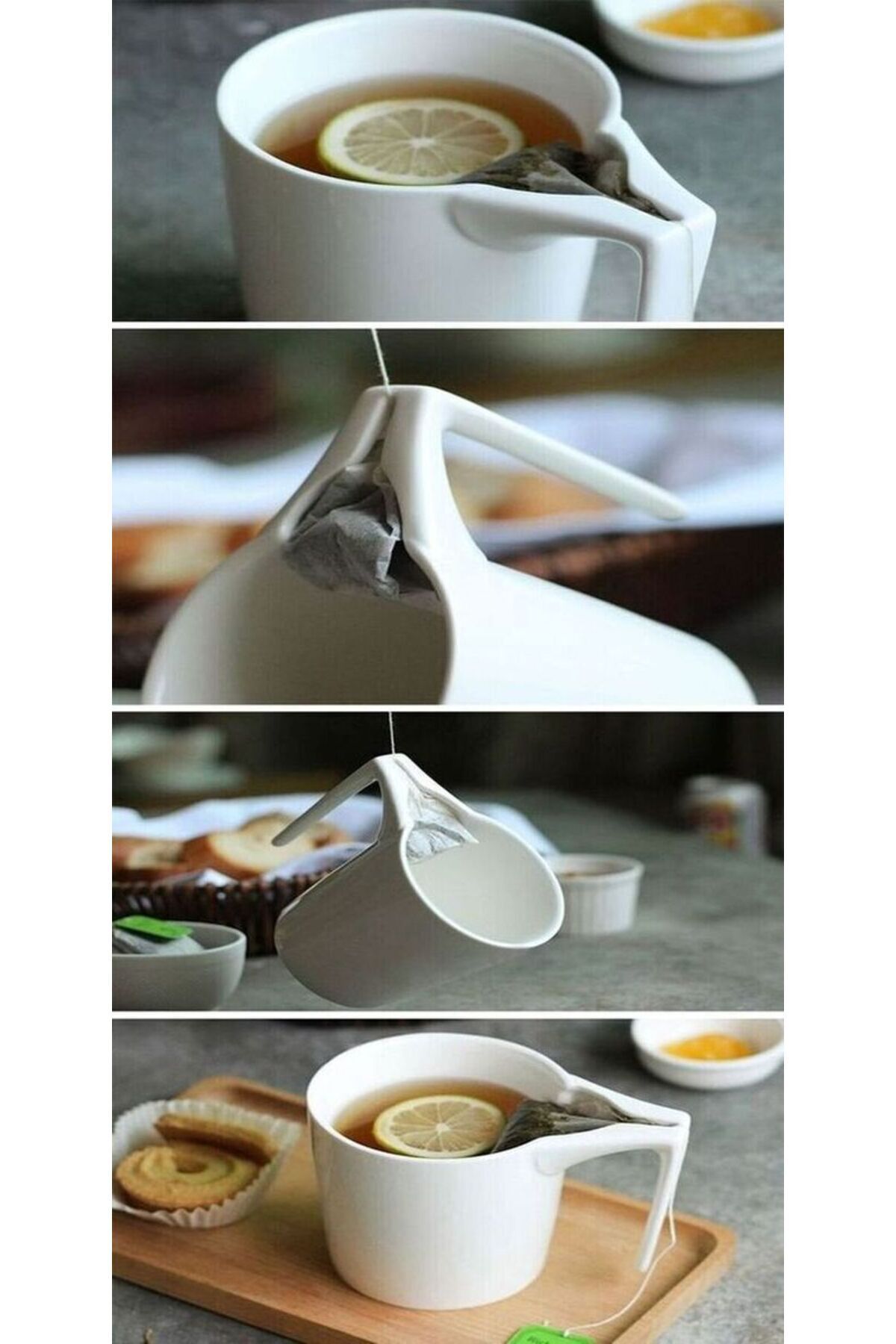 Perla Poşet Çay Demleme Kupası Beyaz Özel Tasarım Pratik Çay Demleme Poşet Çay Bardak