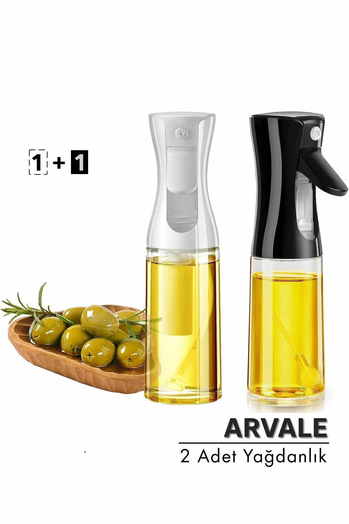 2 Adet Sprey Yağdanlık Cam Şişe Yağ Püskürtücü 225 ml