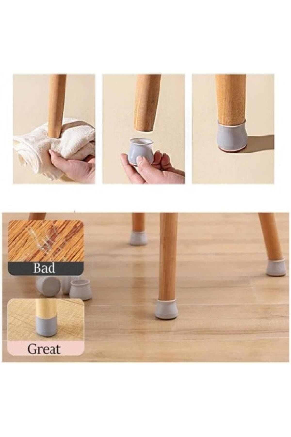 12 Adet Silikon Yuvarlak Sandalye Masa Mobilya Ayak Kapağı Koruyucu Kapak Her Eve Lazım