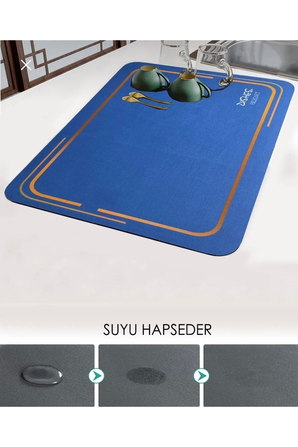 Sihirli Su Emen Tezgah Üstü Bulaşık Yıkama Matı 50 X 35 Cm