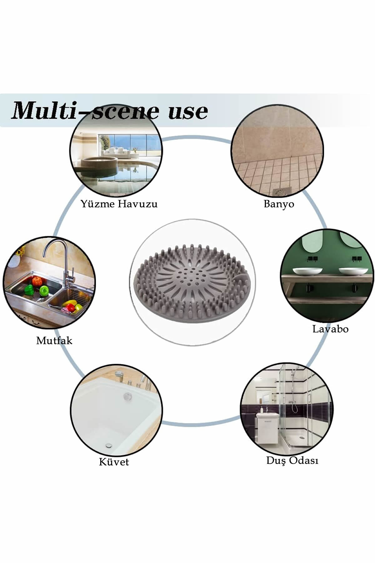 Süzgeçli Silikon Lavabo Ve Küvet Tıkacı Yuvarlak Lavabo Tıkacı Süzgeç Banyo Tıpa Banyo Süzgeç