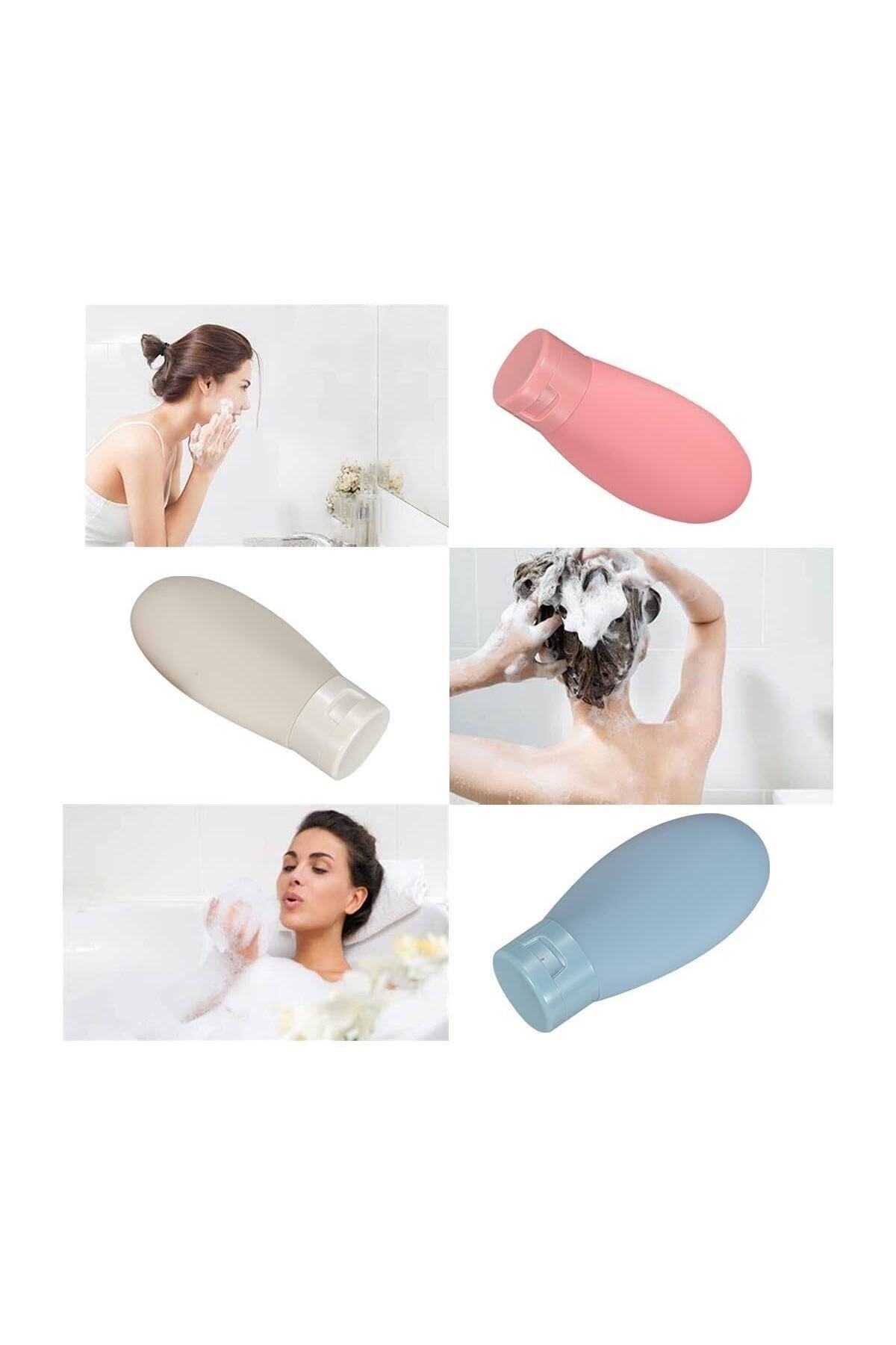 Çok Amaçlı İskandinav Tarz 3'lü Doldurulabilir Çantalı Seyahat Tipi Şişe Seti/ Boş Krem Paketi