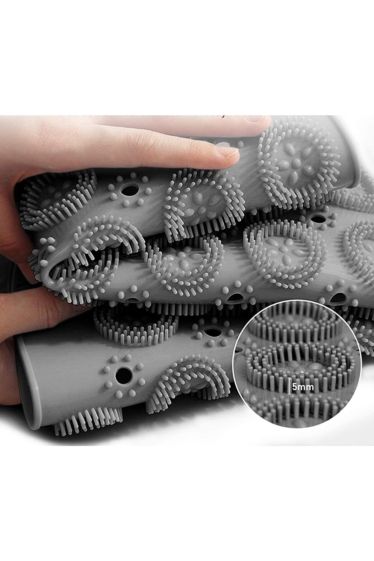 Masajlı Silikon Banyo Paspası Vantuzlu Banyo Ve Duş Kaydırmazı Gri Renk Kaydırmaz