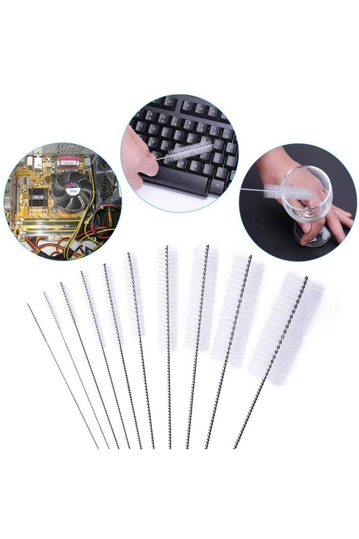 Pipet Temizleme Fırçası Pratik Bükülebilir Temizlik Fırçası Klavye Temizleme Fırçası Beyaz