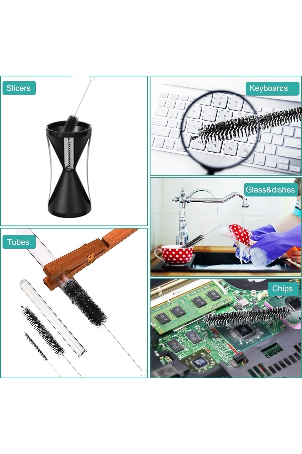 Pipet Temizleme Fırçası Pratik Bükülebilir Temizlik Fırçası Klavye Temizleme Fırçası Beyaz